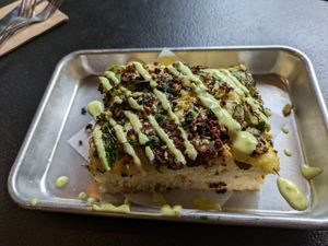 Breakfast focaccia at Woodhouse Bakery + Coffee  Shop  in Columbus