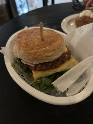 Egg cheese and sausage biscuit   at Woodhouse Bakery + Coffee  Shop  in Columbus
