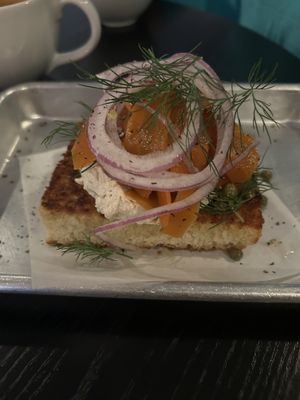 Lox toast  at Woodhouse Bakery + Coffee  Shop  in Columbus