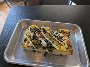 Breakfast focaccia at Woodhouse Bakery + Coffee  Shop  in Columbus