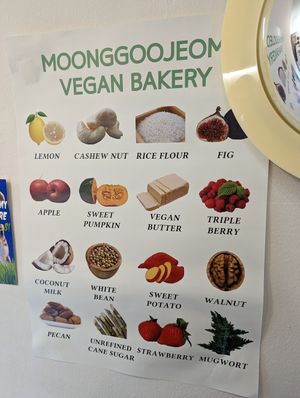Vegan poster at Moonggoojeom Vegan Bakery in Busan