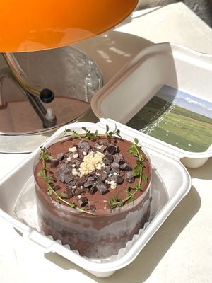 Vegan chocolate cakw  at Moonggoojeom Vegan Bakery in Busan