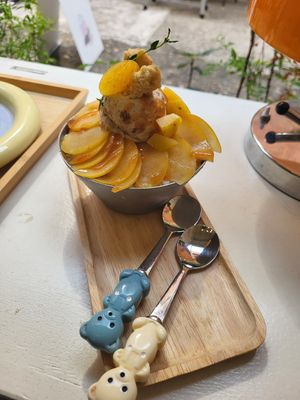 Plum-Bingsu (huge portion) at Moonggoojeom Vegan Bakery in Busan