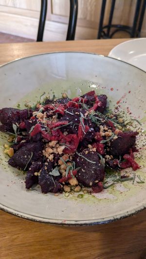 Beetroot with roasted nuts and quandong at Prairie Hotel & Outback Lodge in Parachilna