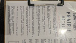 Starter section of the menu (they have vegan mains too) at Prairie Hotel & Outback Lodge in Parachilna