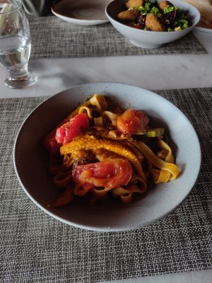 Vegetable tomato pasta (no cheese) at Celajes at Hotel Belmar in Monteverde