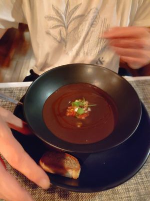 Black soup (no cheese) at Celajes at Hotel Belmar in Monteverde