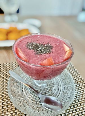 Beetroot smoothie (apple, chia, and dates)  at Vegan House Cafe & Restaurant  in Lalitpur