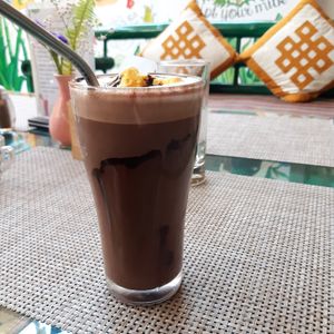 Chocolate shake (more like choco milk but still yummy!) at Vegan House Cafe & Restaurant  in Lalitpur