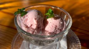 Strawberry ice cream (so good 😊 🤤)  at Vegan House Cafe & Restaurant  in Lalitpur
