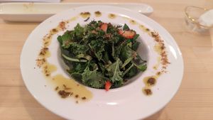 Green salad with lavender dressing at Soy Love U in Tokyo