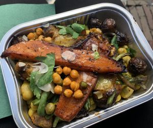 Roasted pumpkin, mushrooms and chickpeas  at Rue la Bastille - Haarlemmerbuurt in Amsterdam