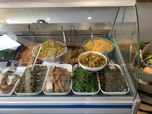 Vegan options (vegetables, beans and rice)  at Rue la Bastille - Haarlemmerbuurt in Amsterdam