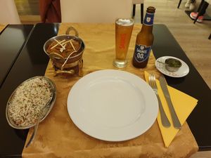 Baigan ka Bartha and Jeera rice at Gandhi Palace in Albufeira