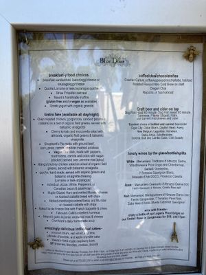 Here’s the menu!  at Coffee Bar Blue Door in Stuart