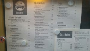 Menu at Feldstern in Hamburg