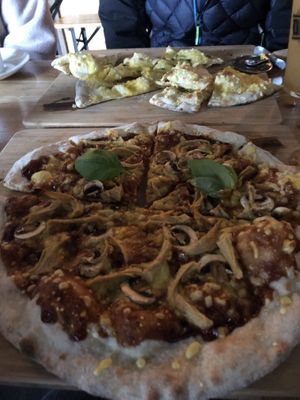 Chickn and mushroom with a house bbq sauce base  at Diego's Joint in Sunderland