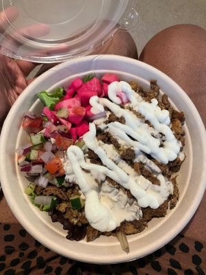 Vegan Chicken Shawerma Bowl at Koshary Corner in Baltimore