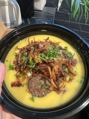 Loaded lentil soup with brown rice and beyond kabob    at Koshary Corner in Baltimore