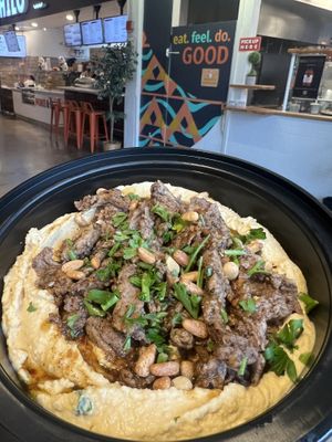 Loaded hummus with vegan chicken shawerma   at Koshary Corner in Baltimore