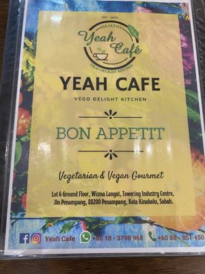 Menu  at Yeah Cafe in Kota Kinabalu