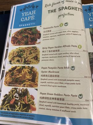Menu  at Yeah Cafe in Kota Kinabalu
