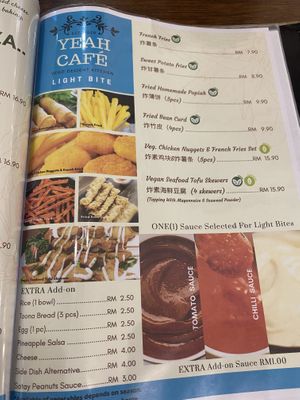 Menu  at Yeah Cafe in Kota Kinabalu