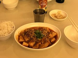 Mapo tofu with rice - a little spicy,  delicious  at Banpin 반핀 in Busan