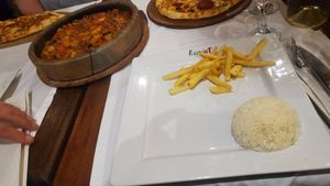 Clay pot veggy with fries and rice at Rumist in Istanbul