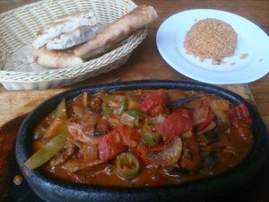 The 'vegetables with rice' - it's just a (really) big spoon of rice though. at Rumist in Istanbul