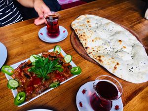 Pita and eggplant stew at Rumist in Istanbul