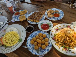 Fully vegan spread at Mambo Beach Resort in Penida Island