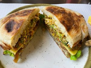 Vegan burger  at Bolo Do Caco Grill & Pizza in Sao Jorge