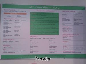 menu at Fennel Organic Eatery in Toronto