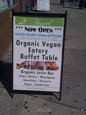 signage at Fennel Organic Eatery in Toronto