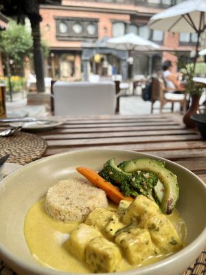 Coconut curry with seasonal vegetables   at Toran Restaurant in Kathmandu