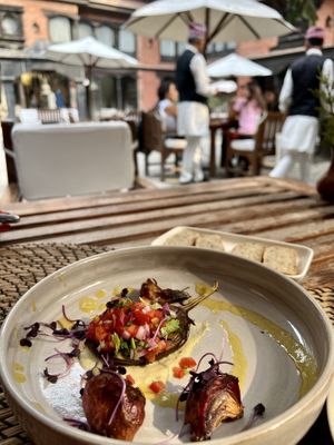 Roasted aubergine starter   at Toran Restaurant in Kathmandu