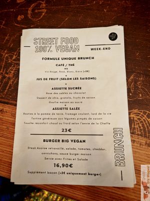 Brunch menu at Les Preuves Du Contraire in Bordeaux