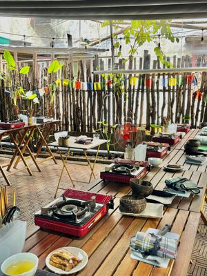 Cooking stations  at Authentic Vietnamese Vegan Cooking Class in Hoi An