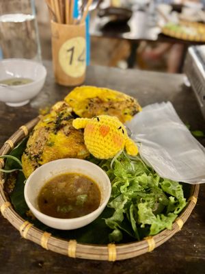 Vegan Vietnamese pancakes  at Authentic Vietnamese Vegan Cooking Class in Hoi An
