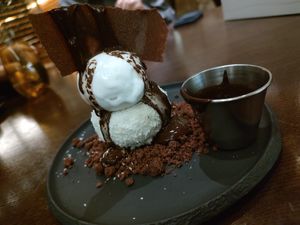 Chocolate, coconut, shell over ice cream so delicious at Bellagio - Harvest in Las Vegas