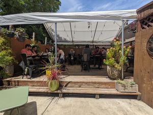 Back patio at The Grove Cafe and Bakery in Felton