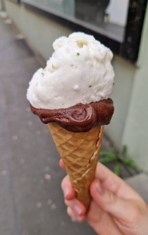Schoko Eis, Holundereis at Cocoa's Bistro in Bad Mergentheim
