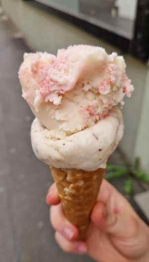 Joghurt Erdbeereis, Kokos Schoko Eis at Cocoa's Bistro in Bad Mergentheim
