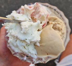 Nusseis, Erdbeer-Joghurt-Eis, Limette-Holunder-Basilikum-Eis at Cocoa's Bistro in Bad Mergentheim