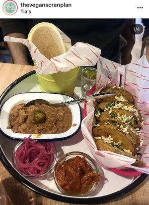 DIY Tacoboard with crispy aubergine    at Tia's Mexican and Mediterranean Restaurant in Durham