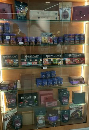 Many different chocolate products. Most, if not all of them, are vegan. at Paccari in Quito