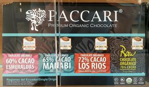 Vegan chocolate with different cacao percentage at Paccari in Quito