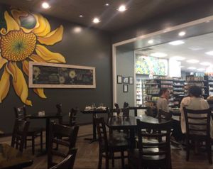 Open, cheerful dining room at the rear of Virginia's Health Food store. at Sunflower Cafe in Mobile