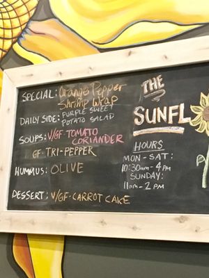 Daily specials (12/1/18)  at Sunflower Cafe in Mobile